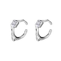 Earring Cuff and Wraps, 925 Sterling Silver, platinum plated, fashion jewelry & micro pave cubic zirconia & for woman, 11mm 