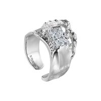 Cubic Zirconia Sterling Silver Finger Ring, 925 Sterling Silver, platinum plated, adjustable & for woman & with cubic zirconia, US Ring .5-7.5 