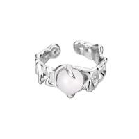 Earring Cuff and Wraps, 925 Sterling Silver, with White Agate, platinum plated, fashion jewelry & for woman, 10.5mm 