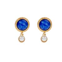 Plastic Pearl Zinc Alloy Earring, with Resin & Plastic Pearl, gold color plated, fashion jewelry & for woman [