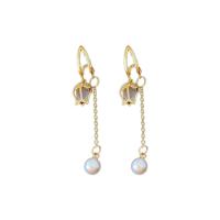 Cubic Zirconia Micro Pave Brass Earring, with Plastic Pearl, fashion jewelry & micro pave cubic zirconia & for woman, golden 