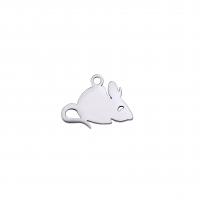 Stainless Steel Animal Pendants, 304 Stainless Steel, Mouse, Vacuum Ion Plating, fashion jewelry & DIY 