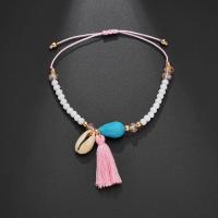 Fashion Jewelry Anklet, Resin, with Seedbead & Shell, Length Adjustable & for woman Approx 13-27 cm 