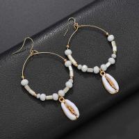 Zinc Alloy Drop Earring, with Shell, fashion jewelry & for woman & enamel, 80mm [