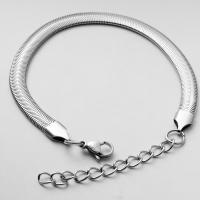 Titanium Steel Bracelet & Bangle, with 1.97inch extender chain, handmade, Length Adjustable & fashion jewelry & Unisex & snake chain, original color, 6mm 