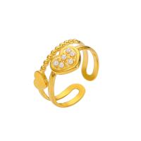 Edelstahl Fingerring, 304 Edelstahl, mit Kunststoff Perlen, Herz, plattiert, Modeschmuck & für Frau, goldfarben, verkauft von PC