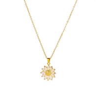 Cubic Zircon Micro Pave Brass Necklace, with 2.36inch extender chain, Daisy, plated, fashion jewelry & micro pave cubic zirconia & for woman Approx 15.75 Inch [