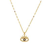 Evil Eye Jewelry Necklace, Brass, with 2.36inch extender chain, gold color plated, for woman & enamel & with rhinestone, golden Approx 15.75 Inch [
