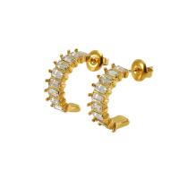 Boucles d'oreilles en acier titane, avec verre, Plaqué or 18K, bijoux de mode & pour femme, doré Vendu par paire[
