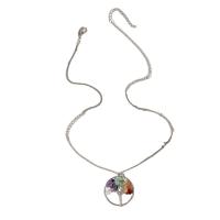 Zinc Alloy Necklace, with Natural Gravel, Tree, for woman Approx 48-53 cm [
