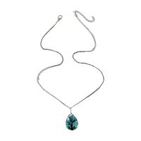Glass Zinc Alloy Necklace, with Glass, Teardrop, for woman Approx 45-50 cm [