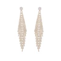 Brass Tassel Earring, plated, fashion jewelry & micro pave cubic zirconia & for woman 