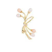 Messing Brosche Zubehör, mit Kunststoff Perlen, vergoldet, Modeschmuck & Micro pave Zirkonia & für Frau, gemischte Farben, 32x56mm, verkauft von PC[