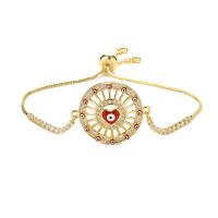 Evil Eye Jewelry Bracelet, Brass, with Nylon Cord, plated, fashion jewelry & micro pave cubic zirconia & enamel cm 