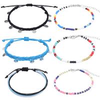 Fashion Jewelry Anklet, Glass Seed Beads, with Wax Cord, 6 pieces & for woman Approx 7-10.2 Inch 