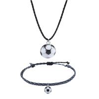 Fashion Zinc Alloy Jewelry Sets, with Wax Cord, Football, stoving varnish, 2 pieces & fashion jewelry & Unisex Approx 3.1-11 Inch, Approx  19.7 Inch [