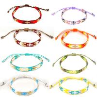 Glass Seed Beads Bracelets, Seedbead, with Wax Cord, folk style & Unisex Approx 5.9-10.6 Inch 