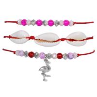 Wrap Bracelets, Crystal, with Wax Cord & Shell & Zinc Alloy, with 2inch extender chain, fashion jewelry & for woman Approx 6.3 Inch 