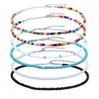 Glass Seed Beads Necklace, with Elastic Thread & Zinc Alloy, Bohemian style & for woman Approx 11.8-15.7 Inch [