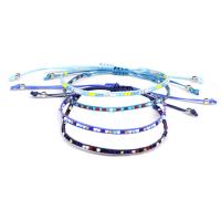 Glass Seed Beads Bracelets, Seedbead, with Wax Cord, folk style & for woman Approx 5.9-11 Inch [