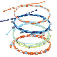 Fashion Jewelry Anklet, Wax Cord, with Titanium Steel, Starfish, 4 pieces & Bohemian style & Unisex Approx 7-14.2 Inch 