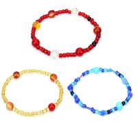 Bracelets Bijoux en verre, perles de rocaille en verre, avec Oeil de chat & ambre, bijoux de mode & unisexe, plus de couleurs à choisir Environ 6.3 pouce, Vendu par PC[