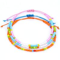 Glass Seed Beads Bracelets, Seedbead, with Wax Cord, Bohemian style & Unisex Approx 5.5-10.2 Inch [