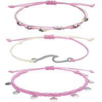 Fashion Jewelry Anklet, Wax Cord, with Zinc Alloy, three pieces & for woman Approx 5.9-8.7 Inch 