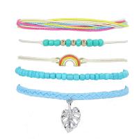 Wrap Bracelets, Zinc Alloy, with Wax Cord & Shell & Glass Seed Beads, Bohemian style & for woman Approx 5.5-11 Inch 