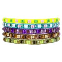 Glass Seed Beads Bracelets, Crystal, with Seedbead & Wax Cord, fashion jewelry & Unisex Approx 6.3-11.8 Inch [