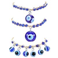 Evil Eye Jewelry Bracelet, Glass, with Straw, with 2inch extender chain, fashion jewelry & Unisex Approx 6.3 Inch 