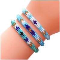 Glass Seed Beads Bracelets, Seedbead, with Wax Cord & Crystal, Bohemian style & for woman Approx 5.5-10.2 Inch [