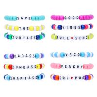 Glass Seed Beads Bracelets, Acrylic, with Seedbead, three pieces & Unisex & with letter pattern Approx 6.3 Inch [