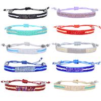 Glass Seed Beads Bracelets, Crystal, with Seedbead & Wax Cord, fashion jewelry & Unisex Approx 5.5-11 Inch 