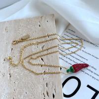 Rhinestone Brass Necklace, Cayenne, gold color plated, fashion jewelry & for woman & with rhinestone, red Approx 52 cm [