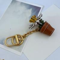 Brass Key Chain, with PU Leather, fashion jewelry & for woman, golden, 120mm 
