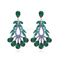 Zinc Alloy Rhinestone Drop Earring, gold color plated, fashion jewelry & for woman & with rhinestone, two different colored 