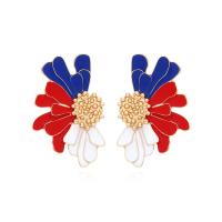 Enamel Zinc Alloy Stud Earring, Flower, gold color plated, fashion jewelry & for woman, multi-colored 