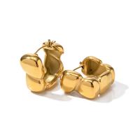 Edelstahl Baumeln Ohrring, 304 Edelstahl, Vakuum-Ionen-Beschichtung, Modeschmuck & für Frau, goldfarben, 19.60x10.30mm, verkauft von Paar
