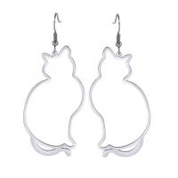 Stainless Steel Drop Earring, 304 Stainless Steel, Cat, Vacuum Ion Plating, fashion jewelry & for woman & hollow 