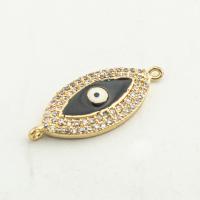 Evil Eye Jewelry Connector, Brass, high quality gold color plated, DIY & micro pave cubic zirconia Approx 0.1mm [