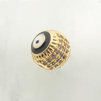 Mode Evil Eye Perlen, Messing, Hohe Qualität Gold Farbe Überzeug, DIY & Micro pave Zirkonia, 10x10x10mm, Bohrung:ca. 0.2mm, verkauft von PC