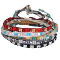 Wrap Bracelets, Wax Cord, with Seedbead & Crystal, Teardrop, handmade, Bohemian style & Unisex & adjustable Approx 14-25 cm 