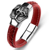 PU Leather Cord Bracelets, with 316L Stainless Steel, polished, punk style & for man 