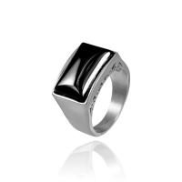 Cubic Zirconia Stainless Steel Finger Ring, 316L Stainless Steel, with Cubic Zirconia, Rectangle & for man, original color [