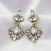 Zinc Alloy Rhinestone Drop Earring, antique brass color plated, vintage & for woman & with rhinestone 