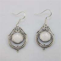 Glass Zinc Alloy Earring, with Sea Opal, silver color plated, for woman, 45mm 