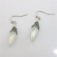 Glass Zinc Alloy Earring, with Sea Opal, silver color plated, for woman, 35mm 