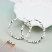 Zinc Alloy Hoop Earring, Donut, silver color plated, for woman, Inner Approx 39mm 