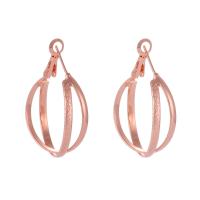 Zinc Alloy Rhinestone Hoop Earring, rose gold color plated, for woman, 28mm 